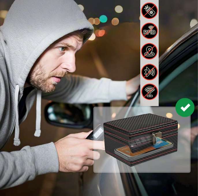 Boite faraday : une véritable cage de faraday. Elle bloque toutes les ondes hautes fréquences : Boîte anti-ondes universelle : bloque WiFi, Bluetooth, GPS, GSM, RFID, etc. Protection anti-piratage clé de voiture : évite les vols électroniques même avec des outils comme le Flipper Zero Anti-RFID : protège vos cartes bancaires et d’identité contre les lectures non autorisées